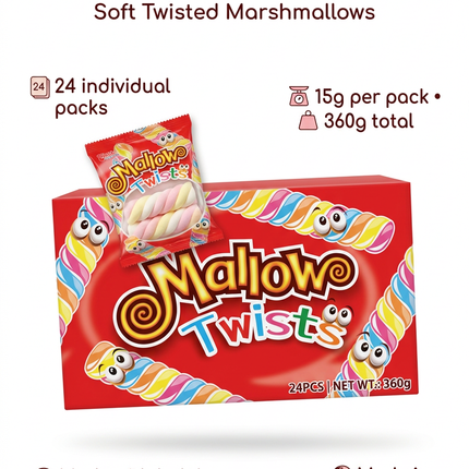Mallow Twists box and single pack information