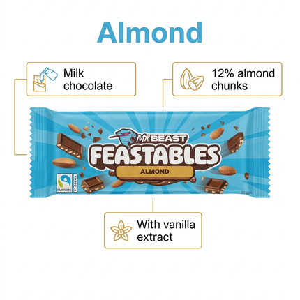 Feastables Almond 60g product infographic