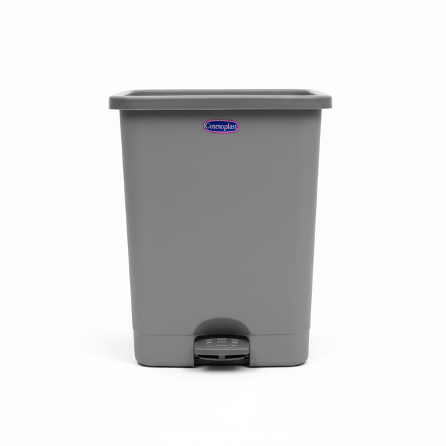 Cosmoplast grey 20L pedal bin on white background