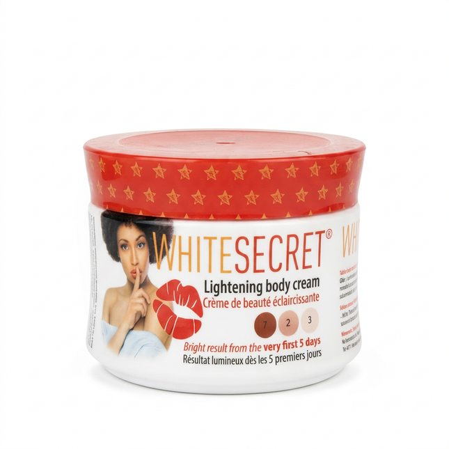 White Secret Lightening Body Cream 320ml wide jar on white background