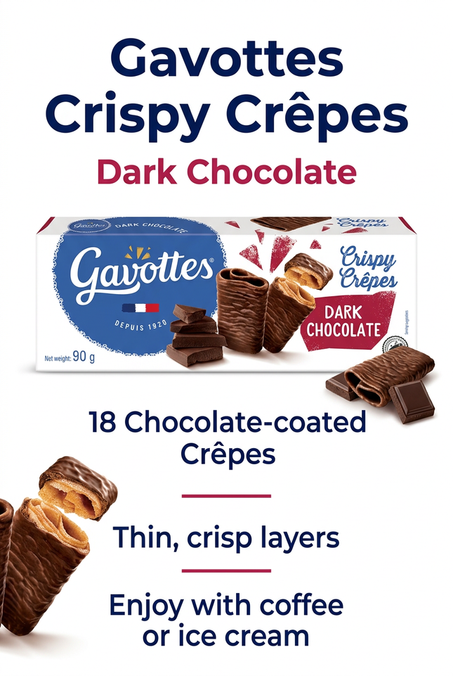 Gavottes 18 dark chocolate-coated crispy crêpes with delicate layers