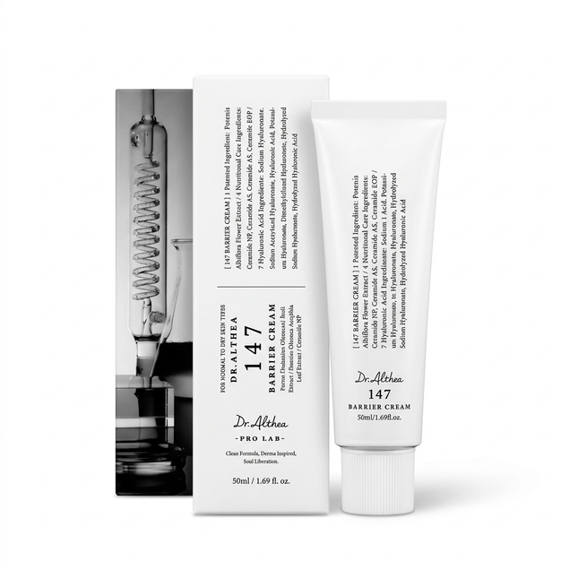 Dr.Althea 147 Barrier Cream 50ml tube and carton on white background