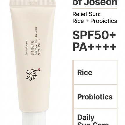 Beauty of Joseon Relief Sun SPF50+ PA++++ rice and probiotics product guide