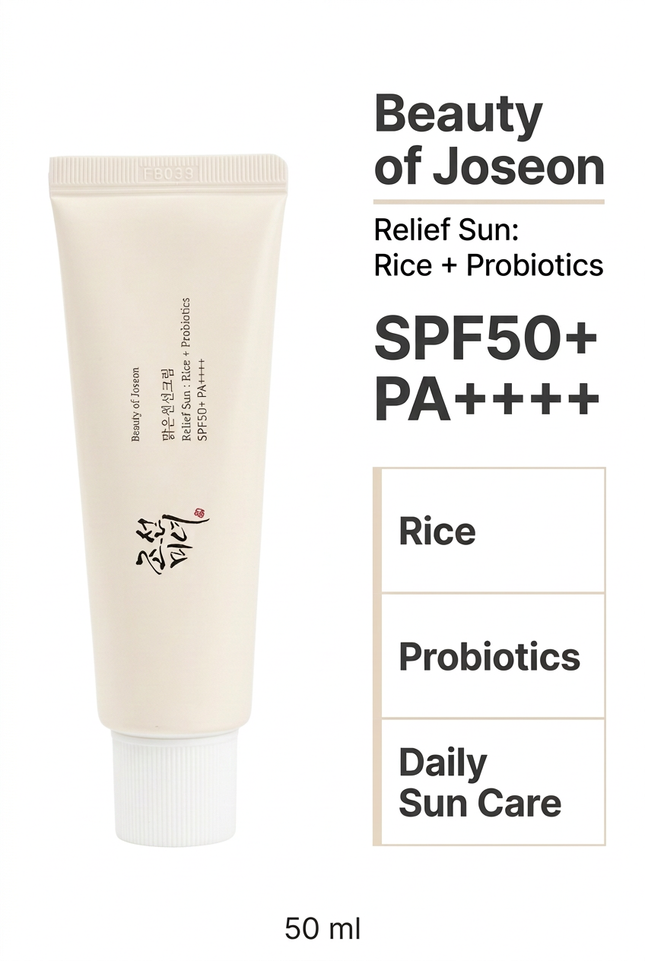 Beauty of Joseon Relief Sun SPF50+ PA++++ rice and probiotics product guide