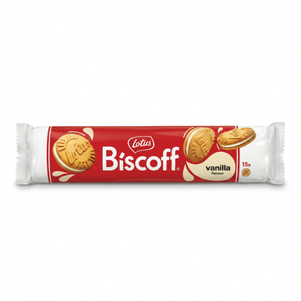 Lotus Biscoff Vanilla sandwich biscuits front pack