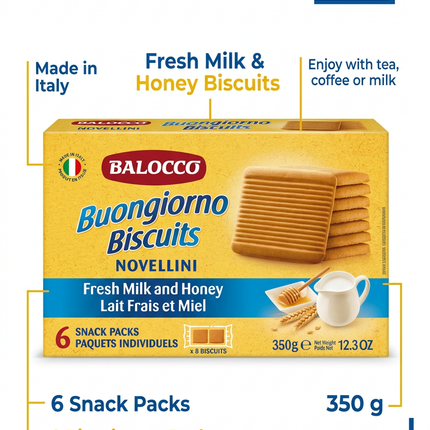 Balocco Novellini 350 g biscuits product highlights