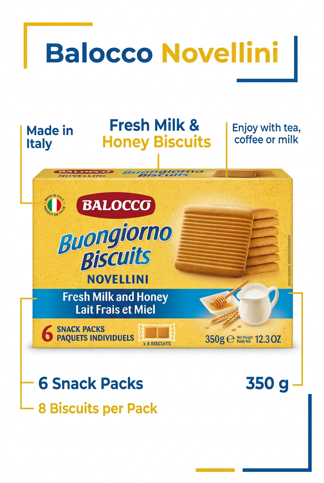 Balocco Novellini 350 g biscuits product highlights