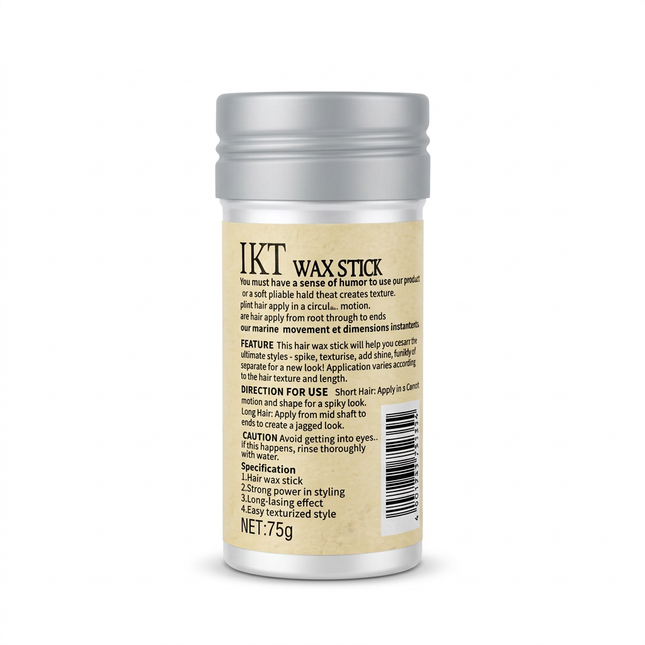 IKT Wax Stick 75g back label and directions on white