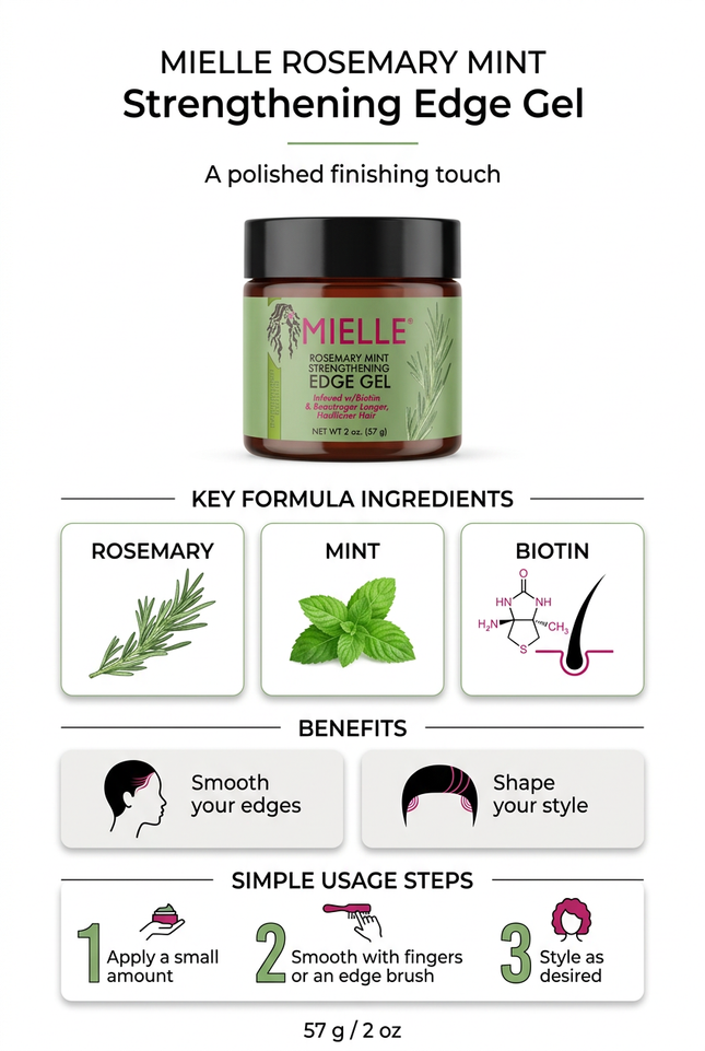 Mielle edge gel formula highlights and styling steps