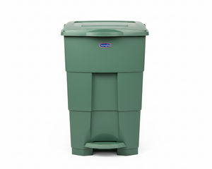 Cosmoplast 45L sage green pedal bin on white background