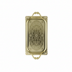Ornate gold serving tray with decorative handles and engraved pattern