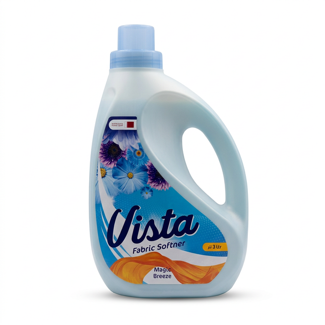Vista Magic Breeze fabric softener 3L bottle on a clean white background