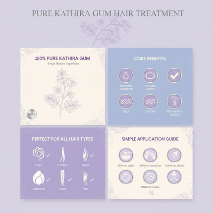 Pure Kathira benefits - Single ingredient hair treatment infographic