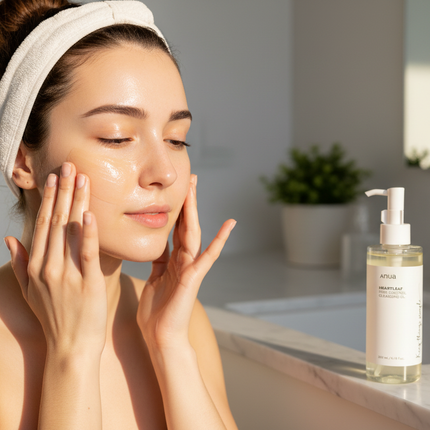 ANUA Heartleaf Pore Control Cleansing Oil — lifestyle double cleanse shot