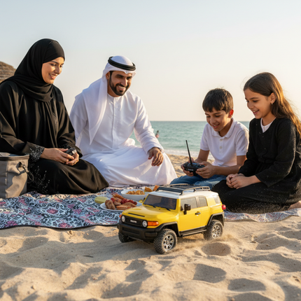 Qatari Family with FJ Cruiser R/C Car at Beach