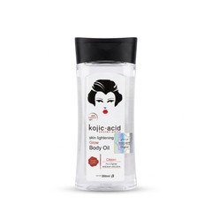 Kojic Acid Secret-White Glow Body Oil Classic 200ml clear bottle on white