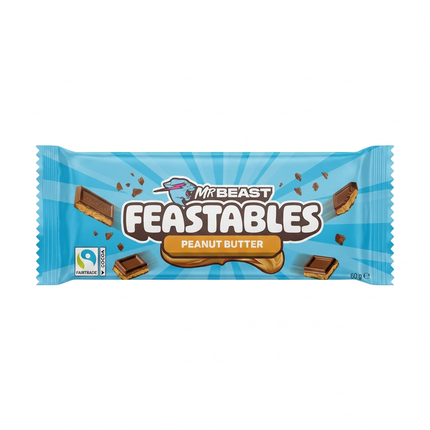 MrBeast Feastables Peanut Butter 60g bar on white