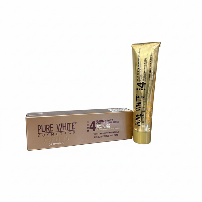 PURE WHITE +4 box showing product information and indications