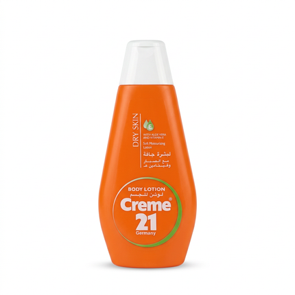 Creme 21 Dry Skin body lotion orange bottle with white cap