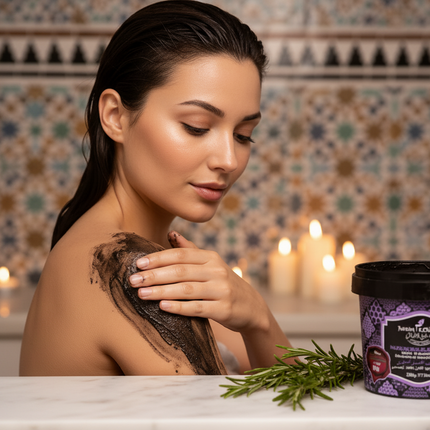Jardin d'Oléane Moroccan Black Soap Ghassoul Rosemary lifestyle hammam photo
