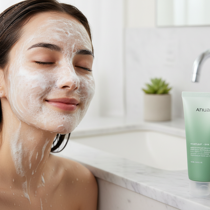 ANUA Heartleaf Quercetinol Pore Deep Cleansing Foam — lifestyle beauty shot