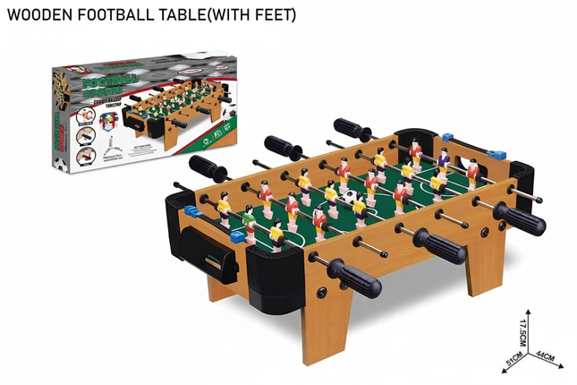 Wooden football foosball table with dimensions