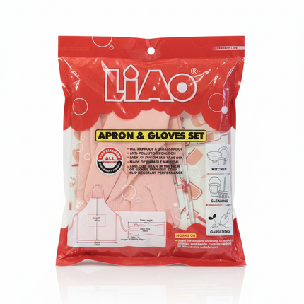 LIAO Apron and Gloves Set on white background