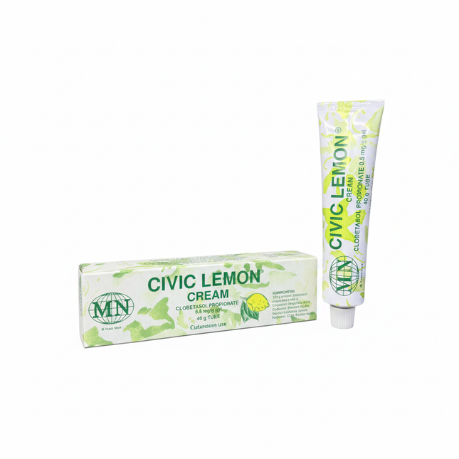 CIVIC LEMON CREAM box and tube on white background