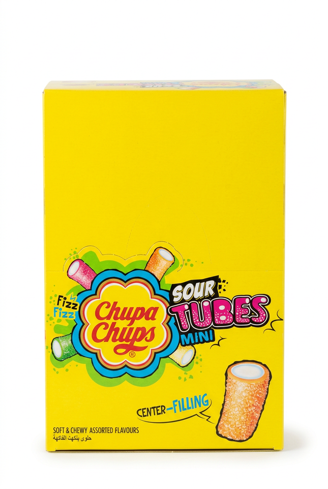 Chupa Chups Sour Tubes Mini carton on white background