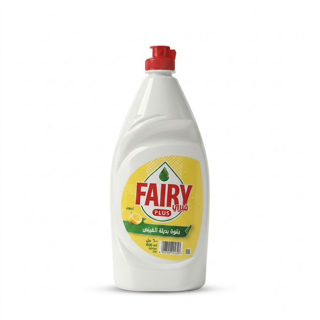 Fairy Plus Lemon 600ml dishwashing liquid on white background