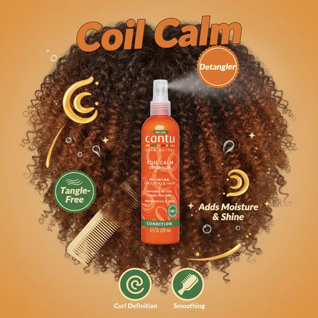 Cantu coil calm detangler with integrated lifestyle and benefits