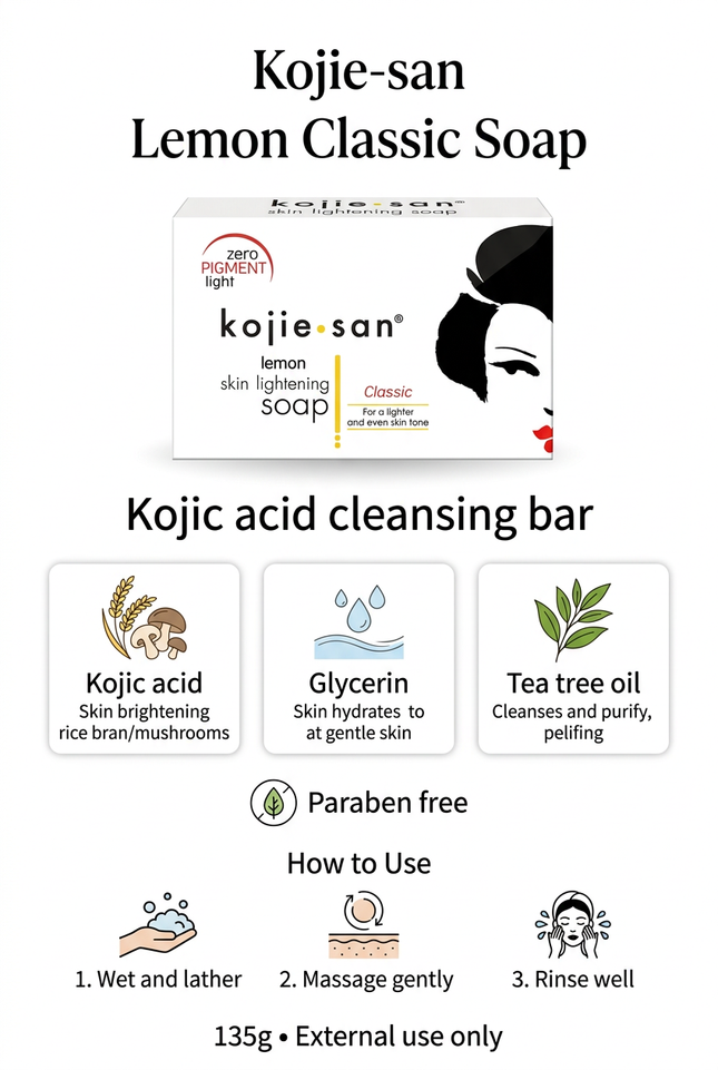 Kojie-san Lemon Classic Soap ingredient and usage information