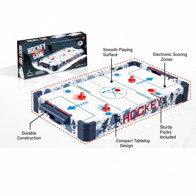 Ice hockey game features diagram showing playing surface
