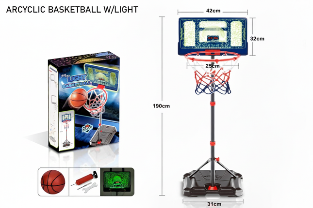 LED light basketball hoop with dimensions