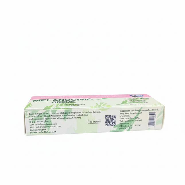 MELANOCIVIC CREAM Lemon box showing ingredients and product information