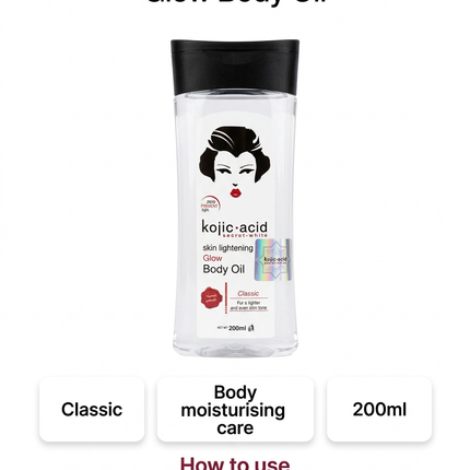 Kojic Acid Classic body oil features and use reminders
