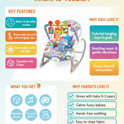 Vibrating Music Rocking Chair Benefits Infographic