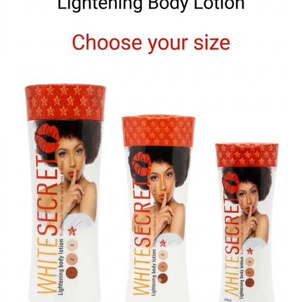 White Secret lotion 200ml 300ml and 500ml size guide