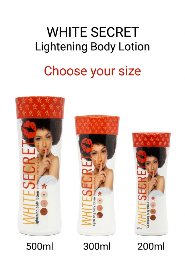 White Secret lotion 200ml 300ml and 500ml size guide