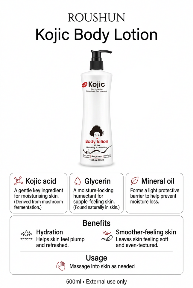 Roushun Kojic Body Lotion ingredient and care information