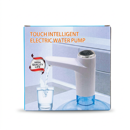 Touch Intelligent electric water pump packaging on white background