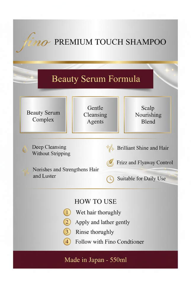 Fino Premium Touch Shampoo 550ml branded infographic