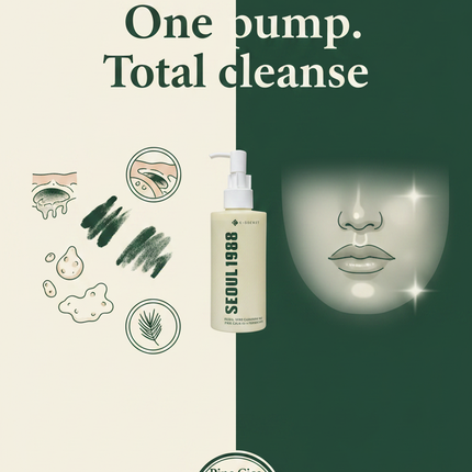 K-Secret Seoul 1988 Cleansing Oil before and after infographic