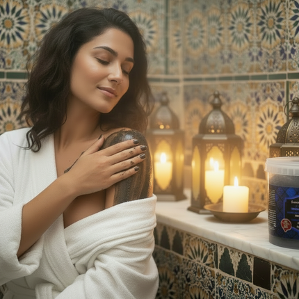 Jardin d'Oléane Nila Zarka Black Soap lifestyle hammam photo
