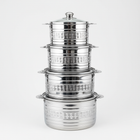 AlMarjan Rodha Collection 4-piece stainless steel hotpot set with decorative engraved pattern stacked
