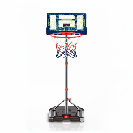 Adjustable LED basketball hoop with light-up backboard