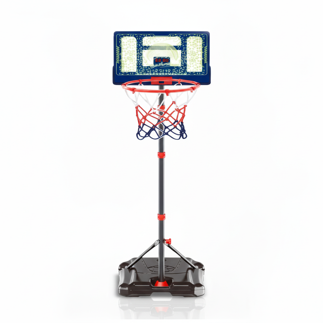 Adjustable LED basketball hoop with light-up backboard