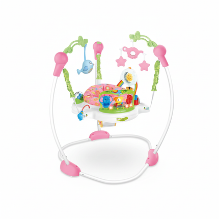 Colorful baby activity jumper with hanging toys