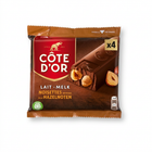 Côte d’Or milk chocolate with whole hazelnuts 180g four-bar pack on white background