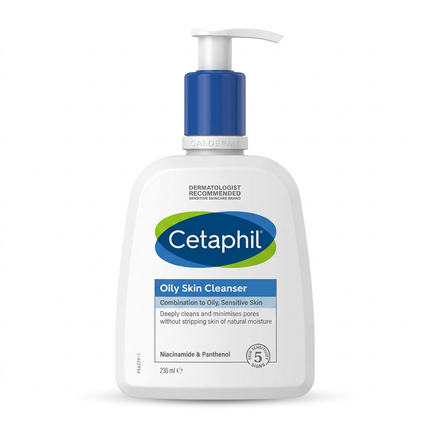 Cetaphil Oily Skin Cleanser 236ml on a white background without side sticker